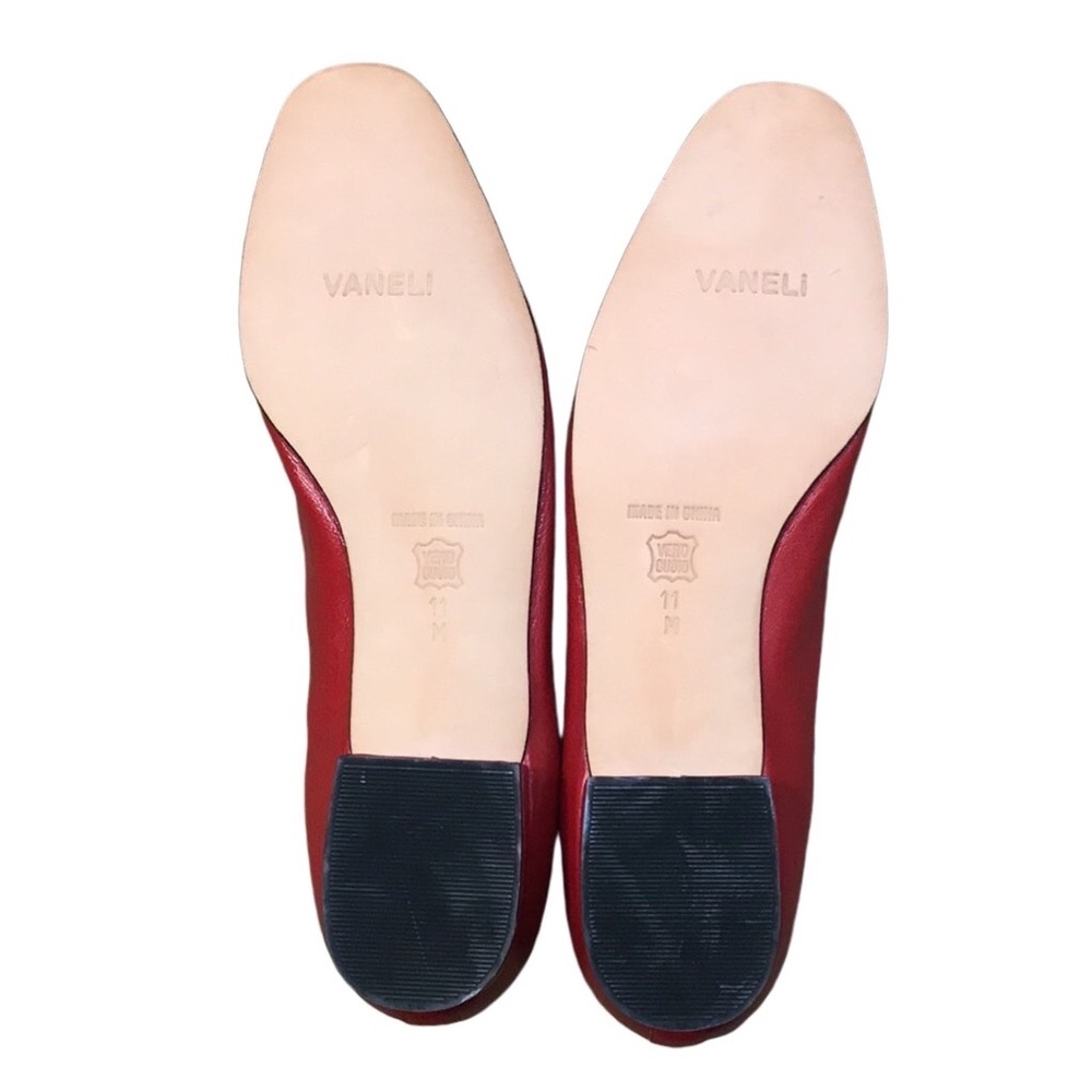 Vaneli Red Leather Ballet Flat with Low Heel - Picture 8 of 10